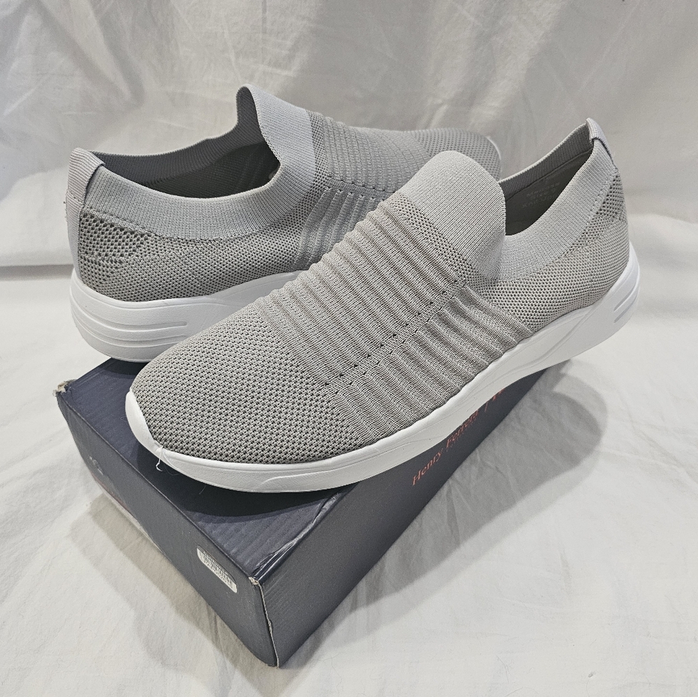 NIB Women's Henry Ferrera Gray Slip-On Sneakers with Knit Upper